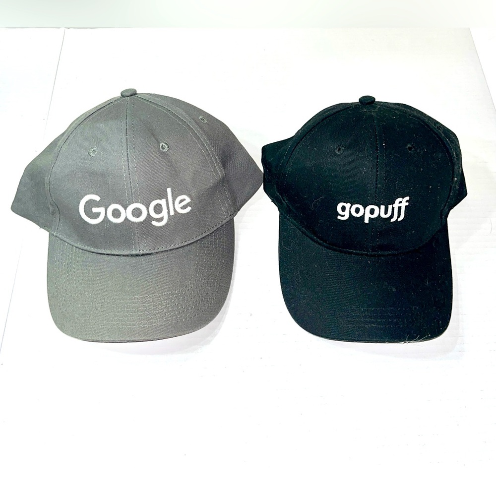 Tech Company Dad Cap Bundle OS Google GoPuff Gray Black Adjustable Hat NWOT